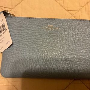 Coach Corner Zip Wristlet Crossgrain Leather NWT